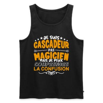 Cascadeur | Cascadeur pas Magicien | Meilleur Casc - Débardeur bio Premium Homme - noir - Devant - AI Model Male 178 light (178cm)