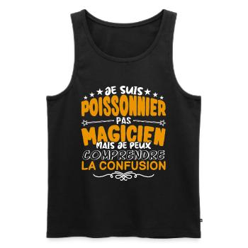 Poissonnier | Poissonnier pas Magicien | Meilleur - Débardeur bio Premium Homme - noir - Devant - Michal (187cm)
