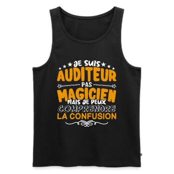 Auditeur | Auditeur pas Magicien | Meilleur Audite - Débardeur bio Premium Homme - noir - Devant - Michal (187cm)