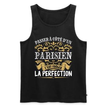 Le Meilleur Parisien | Parisien à la perfection - Débardeur bio Premium Homme - noir - Devant - Michal (187cm)