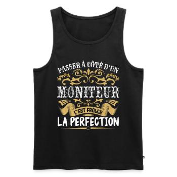 Le Meilleur Moniteur | Moniteur à la perfection - Débardeur bio Premium Homme - noir - Devant - AI Model Male 178 light (178cm)