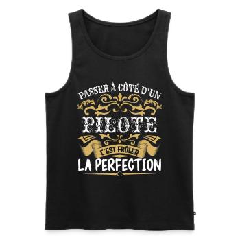 Le Meilleur Pilote | Pilote à la perfection - Débardeur bio Premium Homme - noir - Devant - Michal (187cm)