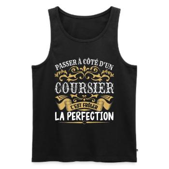 Le Meilleur Coursier | Coursier à la perfection - Débardeur bio Premium Homme - noir - Devant - Michal (187cm)