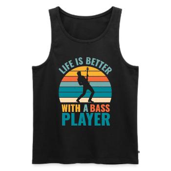 BASSIST QUOTE LIFE IS BETTER WITH A BASS PLAYER - Männer Premium Bio Tank Top - Schwarz - Vorne - Michal (187cm)