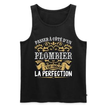 Le Meilleur Plombier | Plombier à la perfection - Débardeur bio Premium Homme - noir - Devant - Michal (187cm)