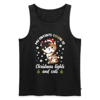 my favorite color is christmas lights and cats - Männer Premium Bio Tank Top - Schwarz - Vorne - Michal (187cm)
