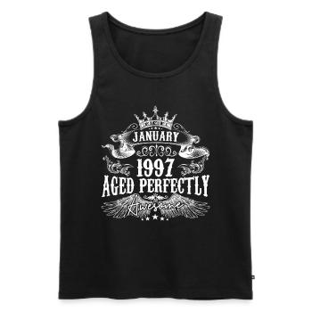1997 | Januar 1997 Geburtstag Perfekt gealtert - Männer Premium Bio Tank Top - Schwarz - Vorne - Michal (187cm)