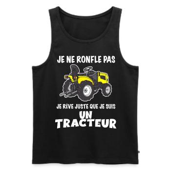Je ne ronfle pas je suis un tracteur - Débardeur bio Premium Homme - noir - Devant - AI Model Male 178 light (178cm)