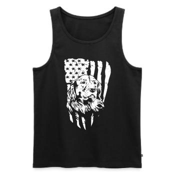 Golden Retriever Usa Flag - Men's Premium Organic Tank Top - black - Front - Michal (187cm)