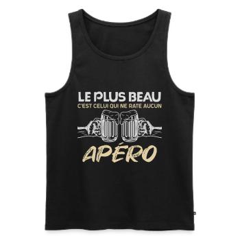 c'est l'heure de l'apéro | apéro à vie Apéritif !! - Débardeur bio Premium Homme - noir - Devant - Michal (187cm)
