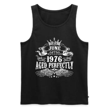 1976| Juni 1976 Geburtstag Perfekt gealtert - Männer Premium Bio Tank Top - Schwarz - Vorne - AI Model Male 178 light (178cm)