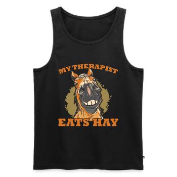 Horse Lover Horse Girl My Therapist Eats Hay - Männer Premium Bio Tank Top - Schwarz - Vorne - Michal (187cm)
