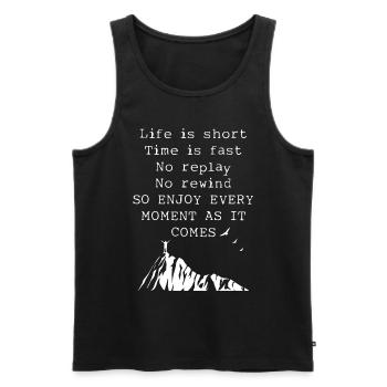 Profitez de chaque instant Inspiration Life Citation Art - Débardeur bio Premium Homme - noir - Devant - Michal (187cm)