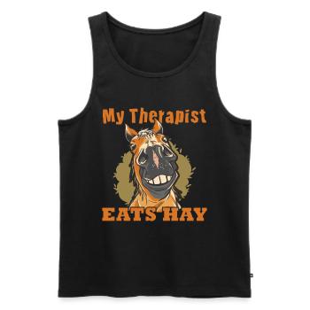 Horse Lover Horse Girl My Therapist Eats Hay - Männer Premium Bio Tank Top - Schwarz - Vorne - Michal (187cm)