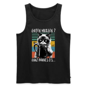 Guten Morgen Ganz dünnes Eis - Katze - Männer Premium Bio Tank Top - Schwarz - Vorne - Michal (187cm)