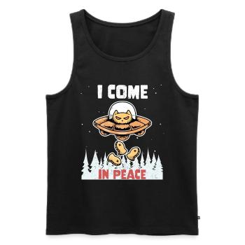 Alien Galaxy Science Cat Lover I Come In Peace - Männer Premium Bio Tank Top - Schwarz - Vorne - Michal (187cm)