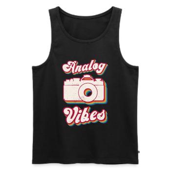Retro Photographer Vintage Analog Vibes - Männer Premium Bio Tank Top - Schwarz - Vorne - AI Model Male 178 light (178cm)