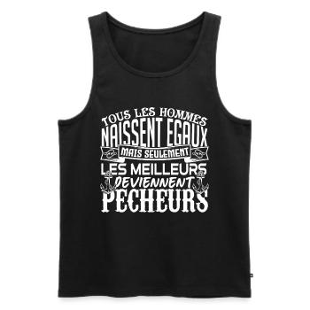 Pêcheur meilleurs Pêcheurs la pêche papa pêcheur - Débardeur bio Premium Homme - noir - Devant - AI Model Male 178 light (178cm)