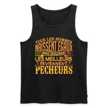 Pêcheur meilleurs Pêcheurs la pêche papa pêcheur - Débardeur bio Premium Homme - noir - Devant - AI Model Male 178 light (178cm)