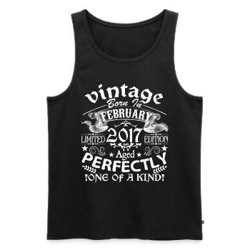 February 2017 | anniversary 2017 Vintage February - Men's Premium Organic Tank Top - black - Front - AI Model Male 178 light (178cm)