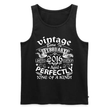 Février 2016 | anniversaire 2016 Vintage Février - Débardeur bio Premium Homme - noir - Devant - Michal (187cm)
