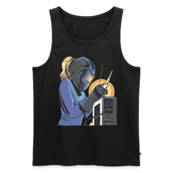Welder Mama for welders and - Men's Premium Organic Tank Top - black - Front - Michal (187cm)