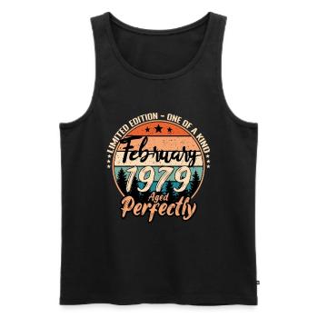 Februar 1979 Jubiläum 1979 Legenden Februar - Männer Premium Bio Tank Top - Schwarz - Vorne - Michal (187cm)