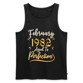February 1982 February aged to perfection 1982 - Men's Premium Organic Tank Top - black - Front - Michal (187cm)