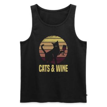 Wine Collecting Red Wine Kat - Men's Premium Organic Tank Top - black - Front - AI Model Male 178 light (178cm)