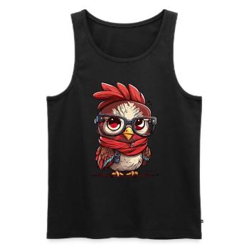 Sweet Chicken With Bandana Headband Glasses Girl - Men's Premium Organic Tank Top - black - Front - AI Model Male 178 light (178cm)