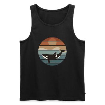 Orca Vintage Wal Meerestier Killerwal - Männer Premium Bio Tank Top - Schwarz - Vorne - Michal (187cm)