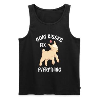 Spreading Love Laughter Goat Kisses Fix Everything - Männer Premium Bio Tank Top - Schwarz - Vorne - Michal (187cm)