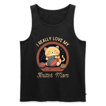 J’aime vraiment ma maman tricoteuse - Débardeur bio Premium Homme - noir - Devant - Michal (187cm)