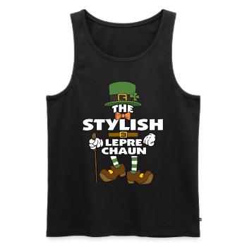 L’élégant lutin St Patrick’s Day - Débardeur bio Premium Homme - noir - Devant - Michal (187cm)