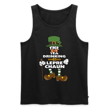 The Tea Drinking Leprechaun St Patrick's Day - Men's Premium Organic Tank Top - black - Front - Michal (187cm)