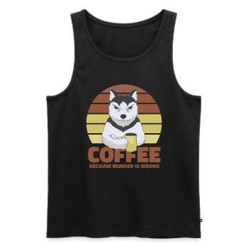 Coffee Dog Husky - Men's Premium Organic Tank Top - black - Front - Michal (187cm)