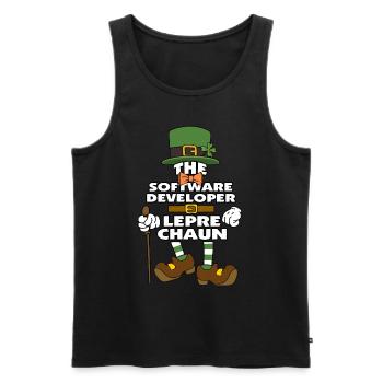 The Software Developer Leprechaun St Patrick's Day - Men's Premium Organic Tank Top - black - Front - AI Model Male 178 light (178cm)