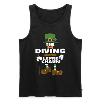 The Diving Leprechaun St Patrick's Day - Men's Premium Organic Tank Top - black - Front - AI Model Male 178 light (178cm)