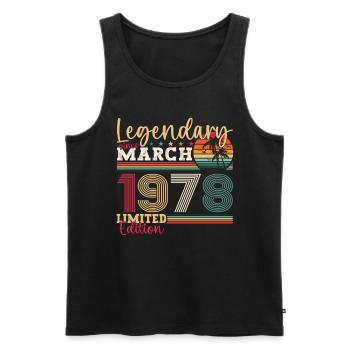 45th birthday Mann Awesome March born 1978 - Men's Premium Organic Tank Top - black - Front - AI Model Male 178 light (178cm)