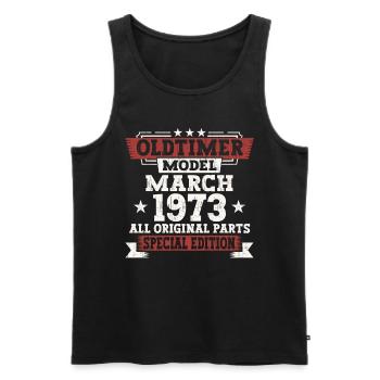 50th birthday man March Born 1973 Oldtimer - Men's Premium Organic Tank Top - black - Front - Michal (187cm)