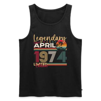 49th birthday man April Born 1974 Legendary - Men's Premium Organic Tank Top - black - Front - Michal (187cm)