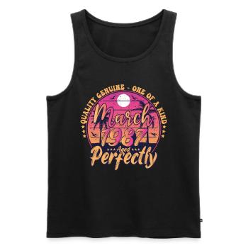 März 1987 Jubiläum 1987 Retro 1987 März - Männer Premium Bio Tank Top - Schwarz - Vorne - AI Model Male 178 light (178cm)