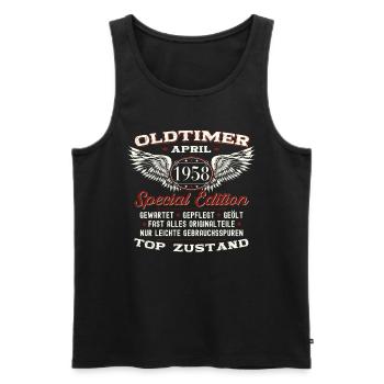 65. Geburtstag Mann April Jahrgang 1958 Oldtimer - Männer Premium Bio Tank Top - Schwarz - Vorne - AI Model Male 178 light (178cm)