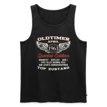 60. Geburtstag Mann April Jahrgang 1963 Oldtimer - Männer Premium Bio Tank Top - Schwarz - Vorne - AI Model Male 178 light (178cm)