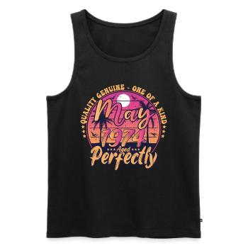 May 1974 anniversary 1974 Retro 1974 May - Men's Premium Organic Tank Top - black - Front - AI Model Male 178 light (178cm)