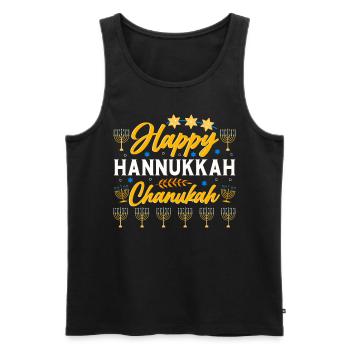 Chanukka Hanukka Dreidel Latkes Hanukkah - Männer Premium Bio Tank Top - Schwarz - Vorne - AI Model Male 178 light (178cm)