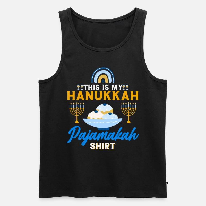 Hanoukka Hanoukka Dreidel Latkes Hanoukka - Débardeur bio Premium Homme - noir