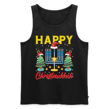 Chanukka Hanukka Dreidel Fest Weihnachten - Männer Premium Bio Tank Top - Schwarz - Vorne - AI Model Male 178 light (178cm)