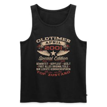 22. Geburtstag Mann Oldtimer April Jahrgang 2001 - Männer Premium Bio Tank Top - Schwarz - Vorne - Michal (187cm)