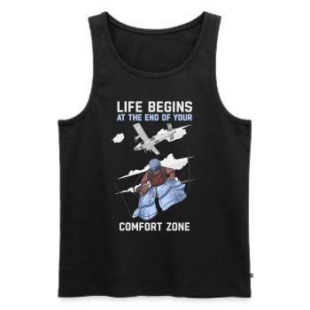 Das Leben beginnt am Ende Ihrer Komfortzone Geschenk - Männer Premium Bio Tank Top - Schwarz - Vorne - AI Model Male 178 light (178cm)
